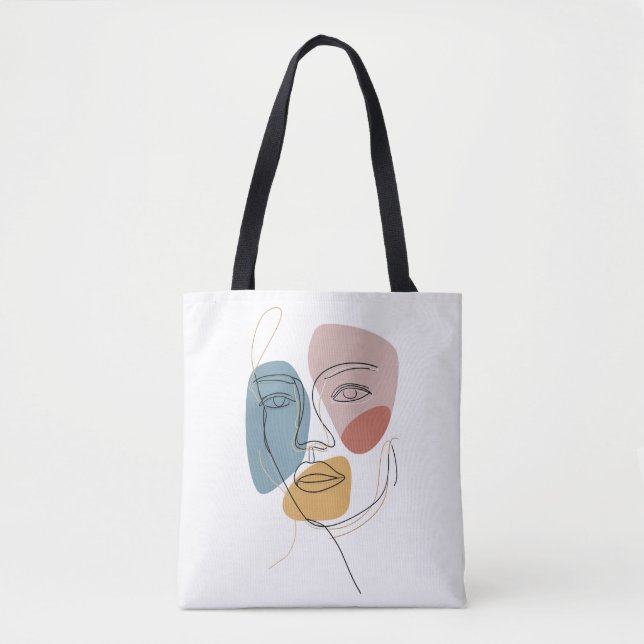 Bolsa Tote Retrato mínimo com Abstrato de face Retrato com um (Frente)