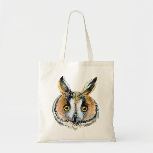 Bolsa Tote Retrato orelhudo Longo da coruja (Frente)