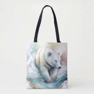 Bolsa Tote Retrato Polar Retrato Animal Pintando Neve Selvage