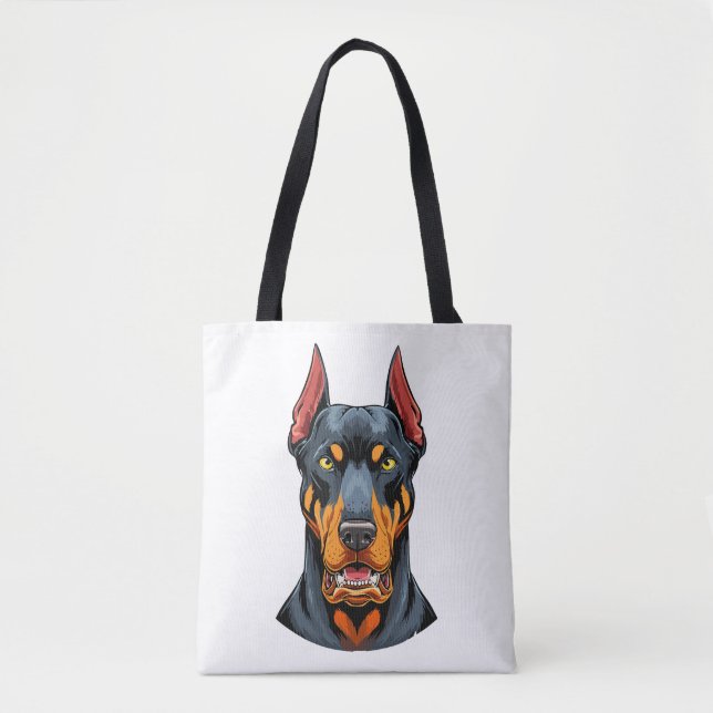 Bolsa Tote Retratos de um cão Doberman de cabeça vista fronta (Frente)