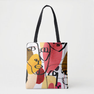 Bolsa Tote Retratos de uma mulher no estilo abstrato moderno.