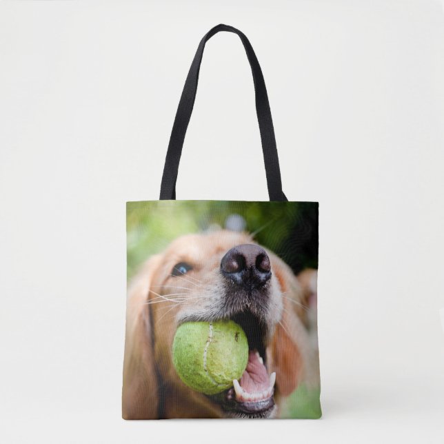 Bolsa Tote Retriever De Ouro Com Bola De Tênis (Frente)
