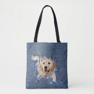 Bolsa Tote Retriever de ouro no Buraco Denim