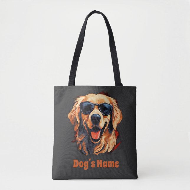 Bolsa Tote Retriever Ouro legal com óculos de sol (Frente)