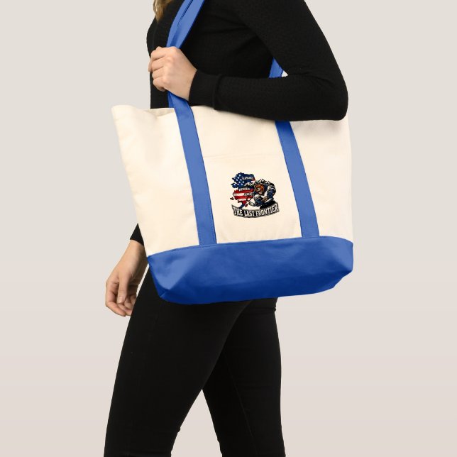 Bolsa Tote Retro Alasca A Última Fronteira Mapa Urso de Hóque (Frente (produto))