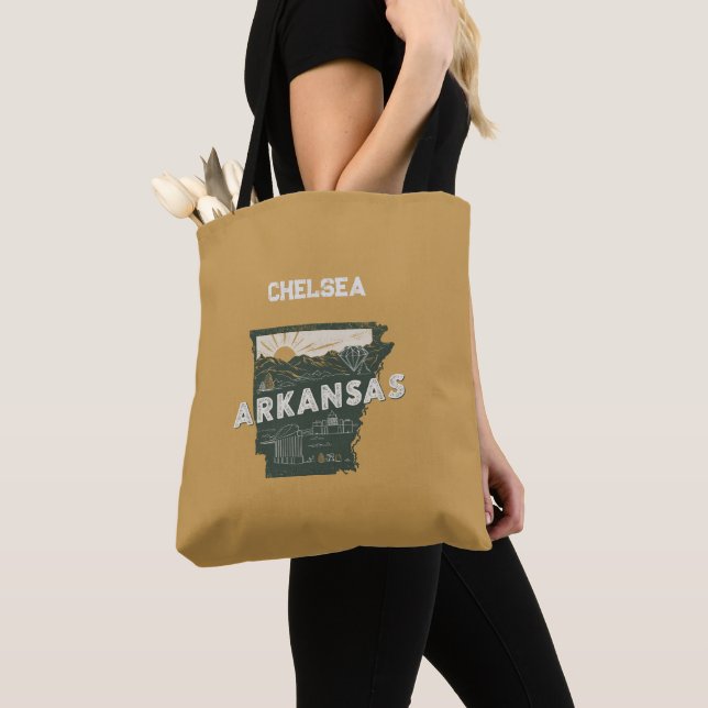Bolsa Tote Retro Arkansas Personalizado (Close Up)