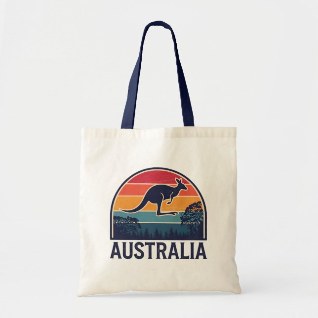 Bolsa Tote Retro australiano Sunset Animal pulando canguru (Frente)