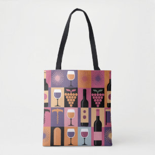 Bolsa Tote Retro Bauhaus Toque Saco - Rosa e Púrpura
