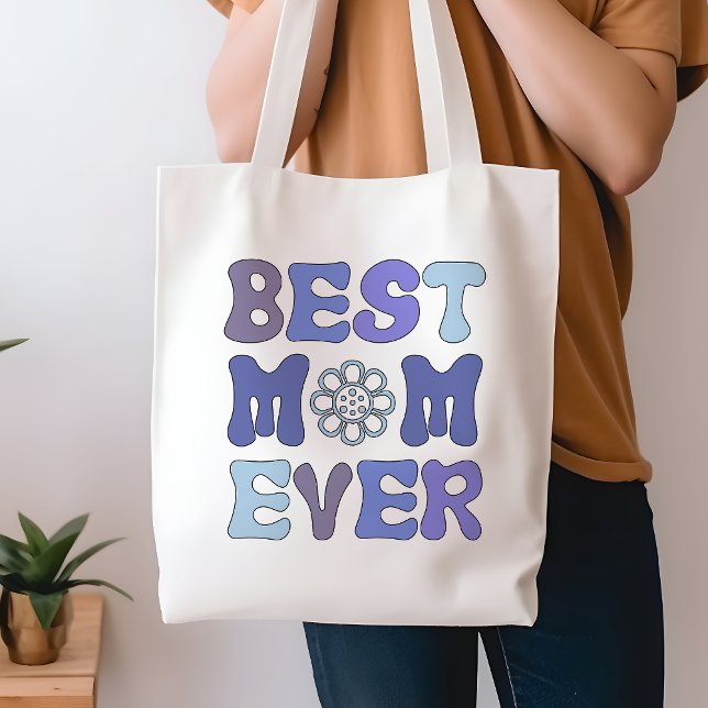 Bolsa Tote Retro Blue e Purple Best Mamãe Alguma Vez Totoc Ba (Criador carregado)