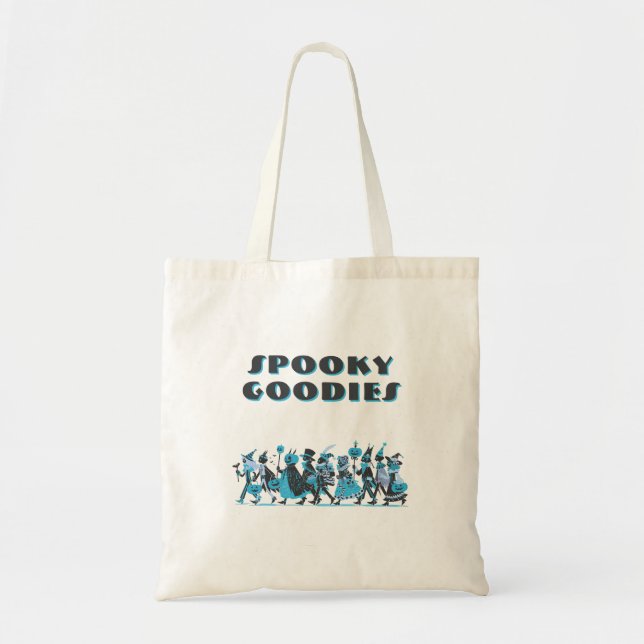 Bolsa Tote Retro Blue Spooky Goodies Halloween (Frente)