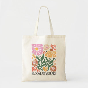 Bolsa Tote Retro Boho Floral Quote Bloom Como Você Está