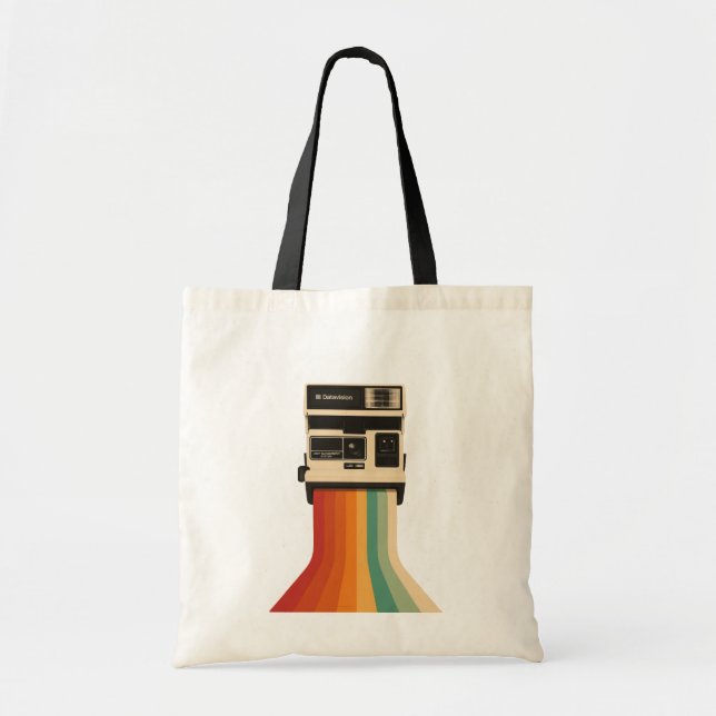 Bolsa Tote Retro Camera with Rainbow Print (Frente)