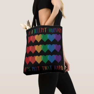 Bolsa Tote Retro Cardíaco LGBT Ser Um Humano Decente Não É Qu
