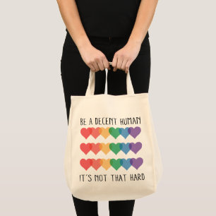 Bolsa Tote Retro Cardíaco LGBT Ser Um Humano Decente Não É Qu