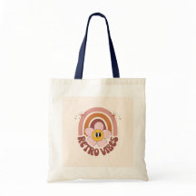 Bolsa Tote Retro Colorida Bege | Bolsa Tote Vintag