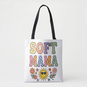 Bolsa Tote Retro Colorido Xadrez Soft Mama PNG - Vintage S