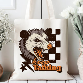 Bolsa Tote Retro Continue Falando Feral Possum: Animal Selvag