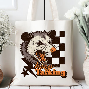 Bolsa Tote Retro Continue Falando Feral Possum: Animal Selvag