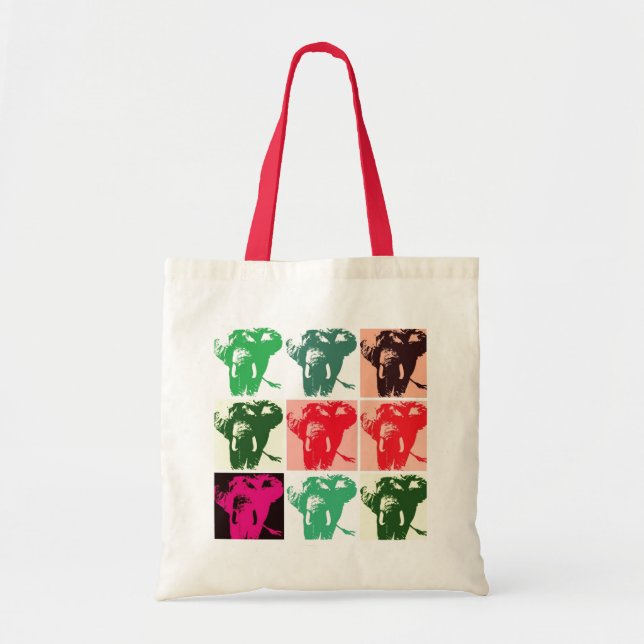 Bolsa Tote Retro de Elefante de pop Art (Frente)