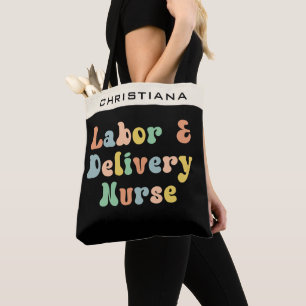 Bolsa Tote Retrô de Groovy Enfermeiro de Trabalho e Entrega P