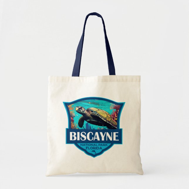 Bolsa Tote Retrô de Ilustração de Tartaruga do Parque Naciona (Frente)