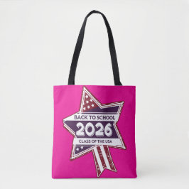 Bolsa Tote Retro EUA Classe de 2026 Voltar à Escola