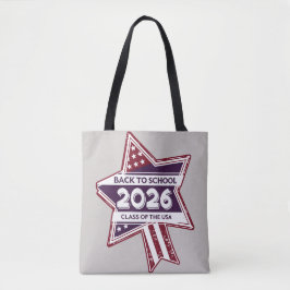 Bolsa Tote Retro EUA Classe de 2026 Voltar à Escola