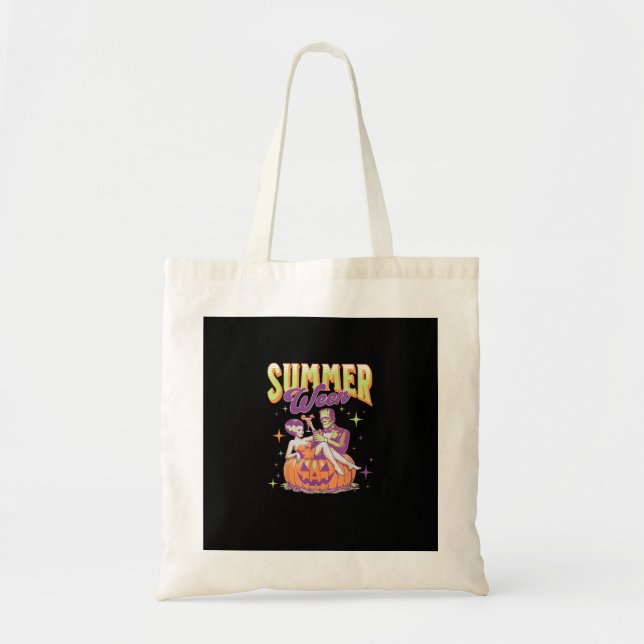 Bolsa Tote Retro Feliz Summerween Divertido Monstro Frankenst (Frente)