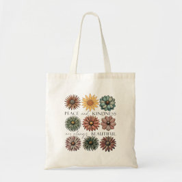 Bolsa Tote Retro Floral Peace and Kindness