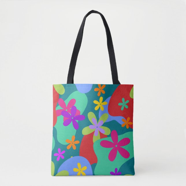 Bolsa Tote Retro Flores sem costura (Frente)
