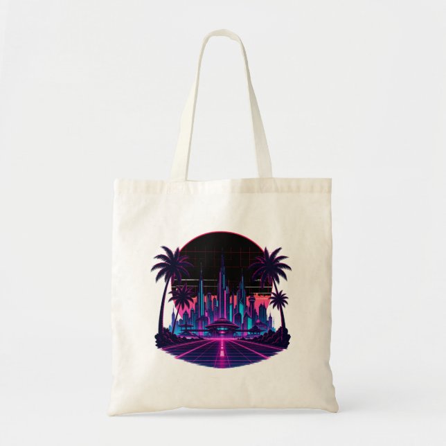 Bolsa Tote Retro Futurismo Neon Synthwave (Frente)