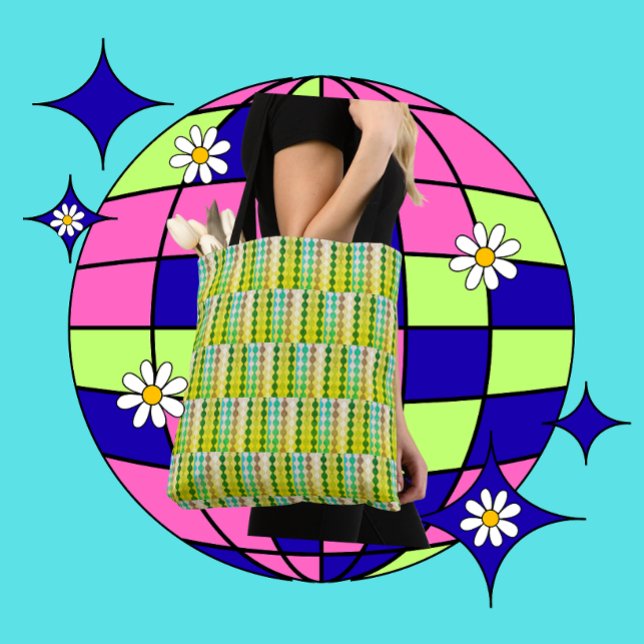 Bolsa Tote Retro Geometric Pattern Carryall (Criador carregado)