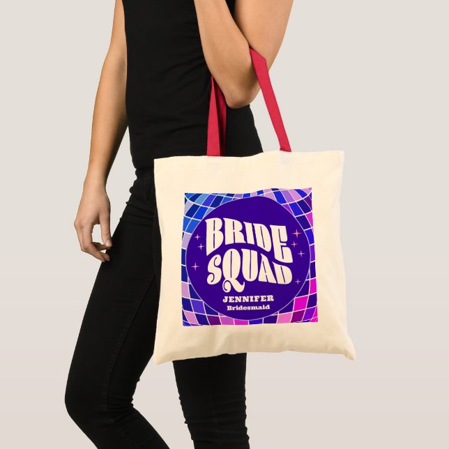 Bolsa Tote Retro Groovy Bachelorette Bride Squad Bridesmaid (Frente (produto))