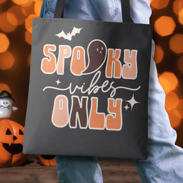 Bolsa Tote Retro Groovy Halloween Spooky apenas (Criador carregado)