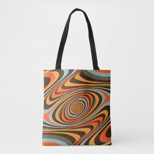 Bolsa Tote Retro Groovy Swirl Pattern 70s Psychedelic Vortex (Frente)