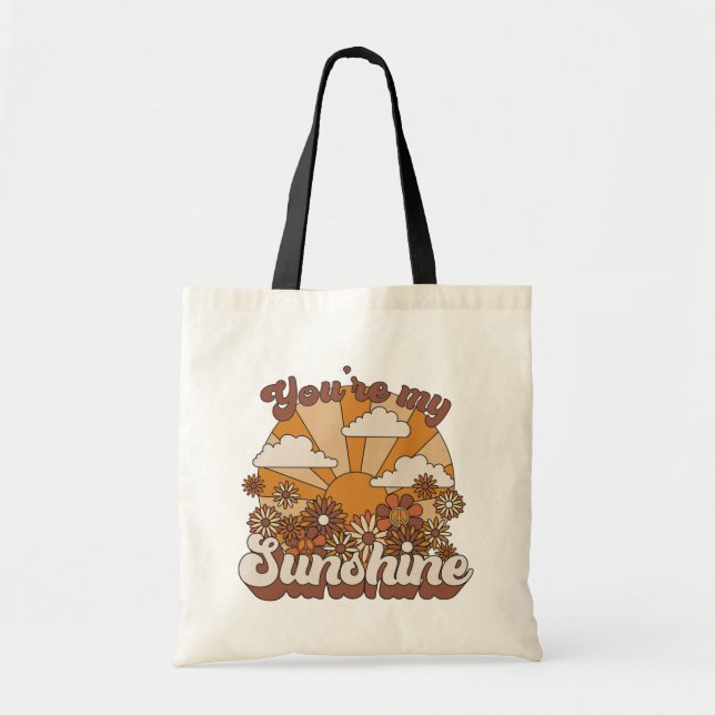 Bolsa Tote Retro Groovy | Você é meu Sol (Frente)