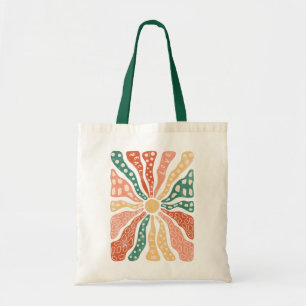 Bolsa Tote Retro Groovy Wildflower Sunburst