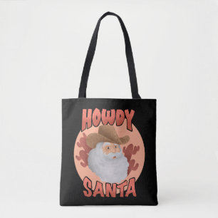 Bolsa Tote Retro Howdy Papais noeis Natal Russo do Vaqueiro
