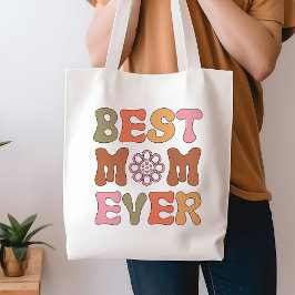 Bolsa Tote Retro Laranja e Rosa Melhor Mãe Alguma Vez Toalha