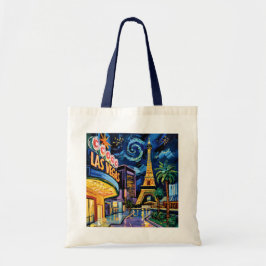 Bolsa Tote Retro Las Vegas Van Gogh Style Casino Night City 