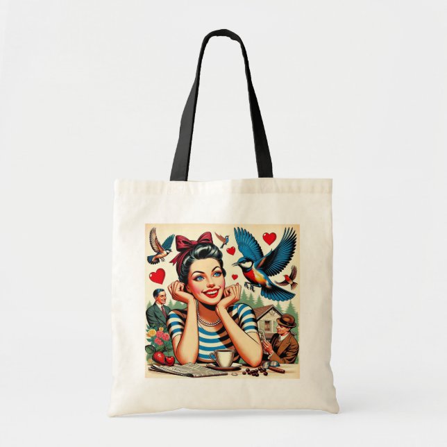 Bolsa Tote Retro Love Birds  (Frente)