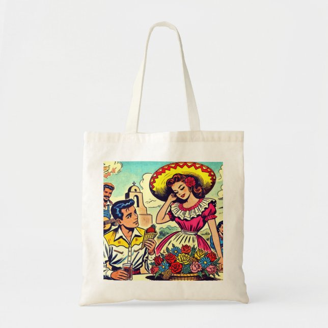 Bolsa Tote Retro Love Casal Comic (Frente)