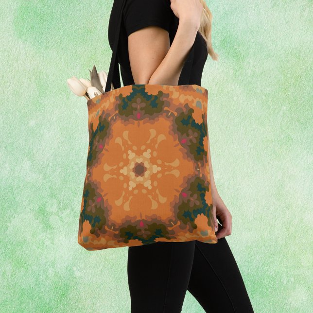 Bolsa Tote Retro Mandala Orange e Yellow (Criador carregado)
