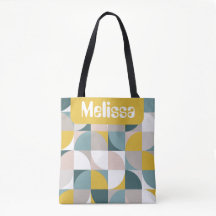 Retro Mod Squares Pink Blue Name Personalized