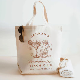 Bolsa Tote Retro Modern Blue & Brown Bachelorette Weekend