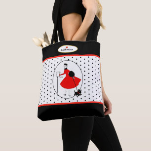 Bolsa Tote Retro Modern Glam Lady with Scottie Dog