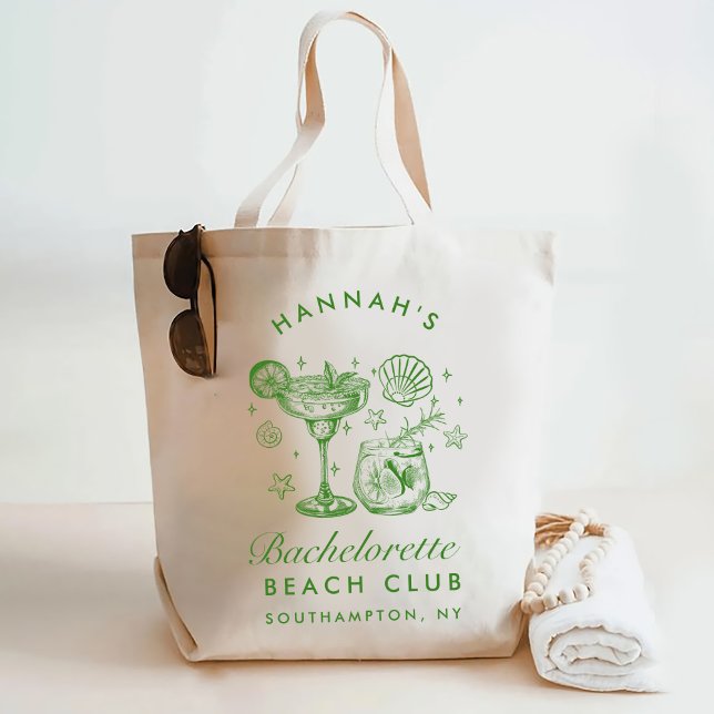 Bolsa Tote Retro Modern Green & Yellow Bachelorette Weekend (Criador carregado)