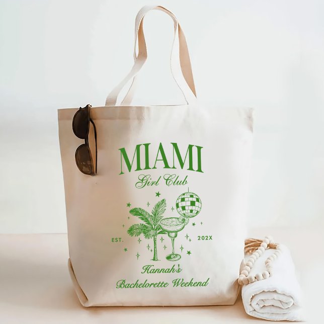Bolsa Tote Retro Modern Green & Yellow Miami Bach Party (Criador carregado)