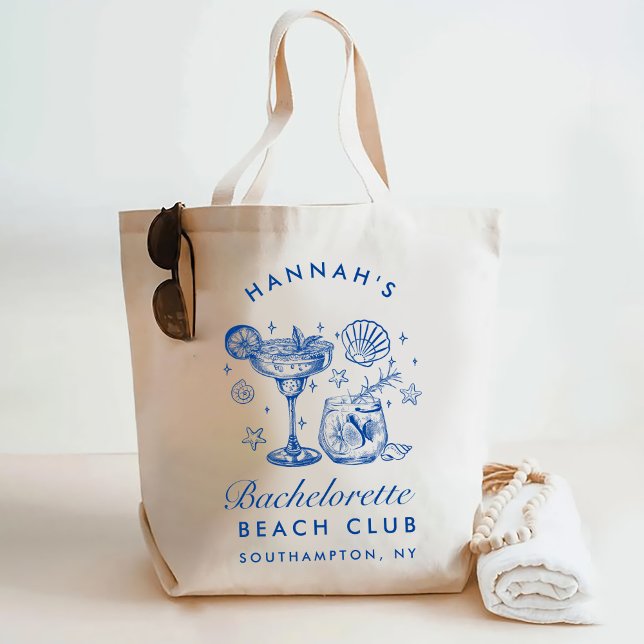 Bolsa Tote Retro Modern Pink & Blue Bachelorette Weekend (Criador carregado)