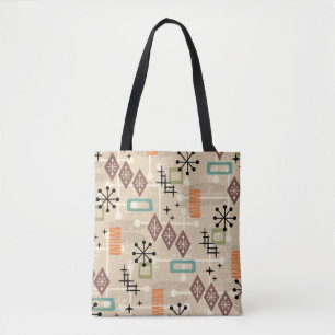 Bolsa Tote Retro Moderno de Meados do Século Abstrato Atômico